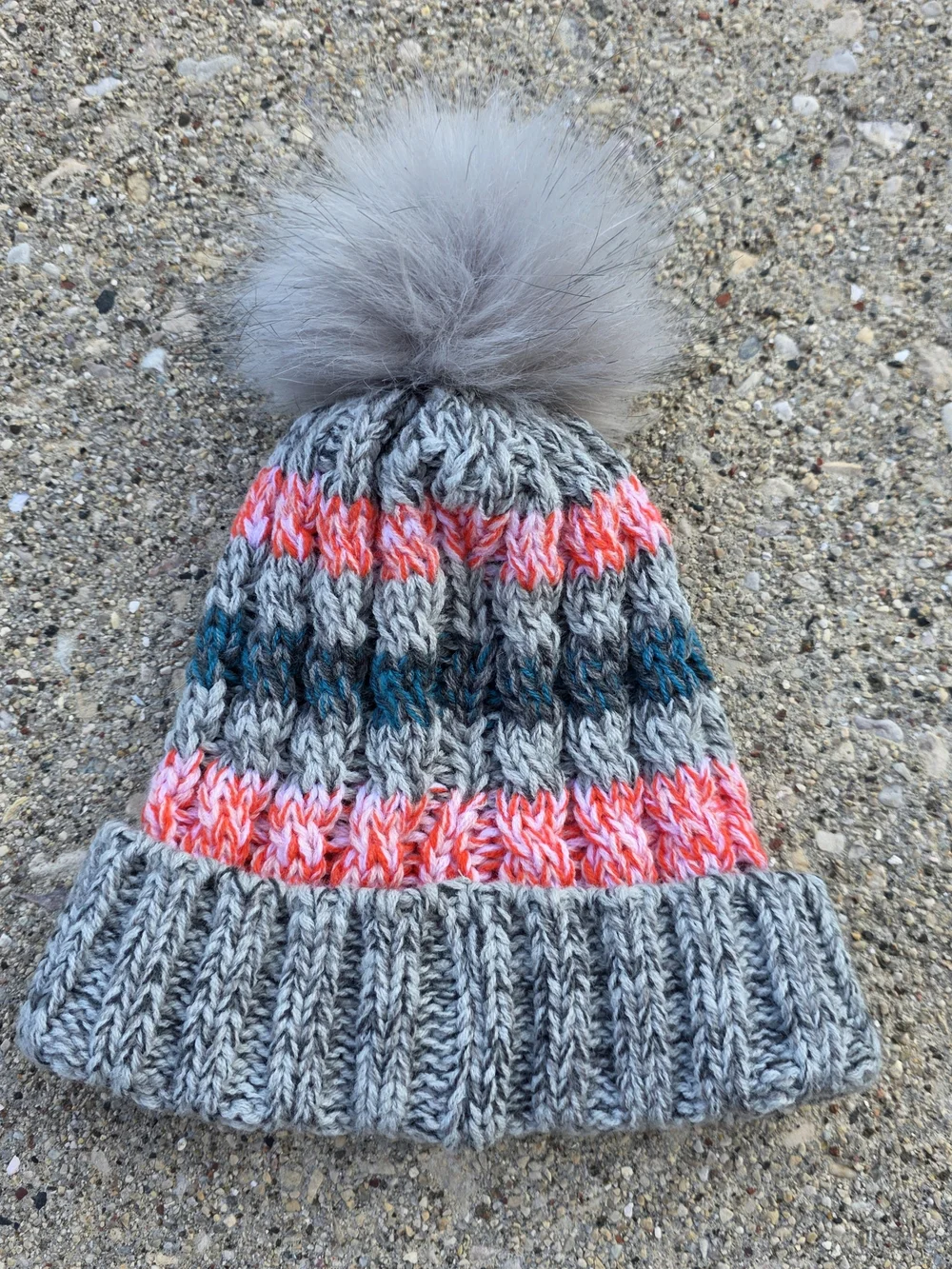 John Deere Toddler Girls Gray Pink Knit Pom Beanie Winter Hat OS